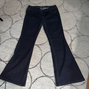 INC dark rinse flare leg stretch jeans